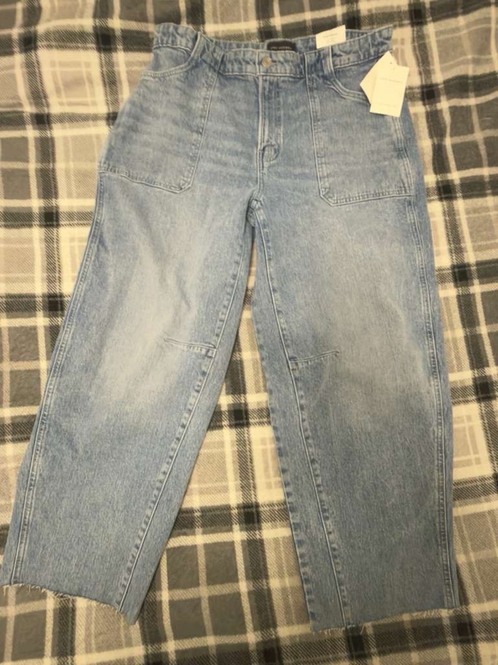 Free Assembly Carpenter Barrel Jeans Sky Blue Relaxed Mid Rise Womens 14 NWT